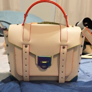 Michael Kors Cream Satchel with Rainbow Accents